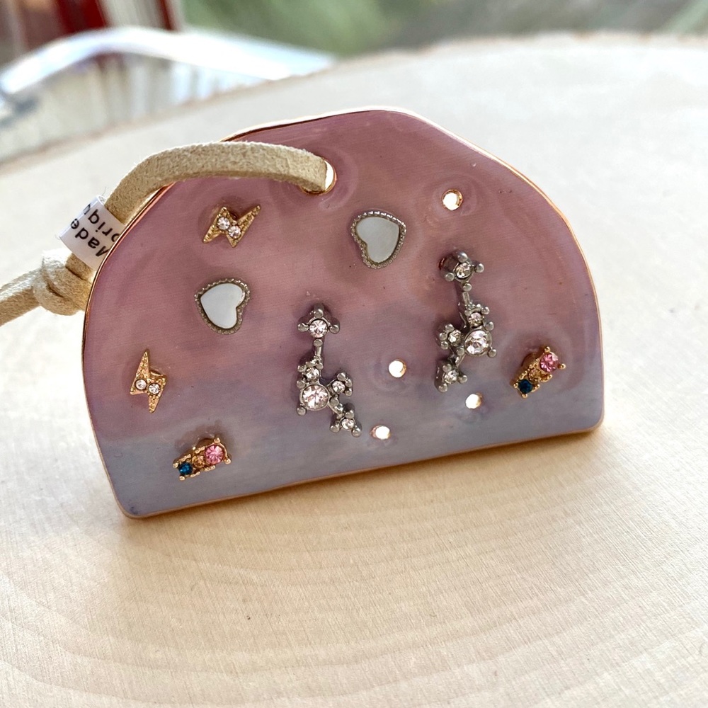 NWT Free People Dreamer Ceramic Stud Earring Set Gold Silver - Picture 13 of 16